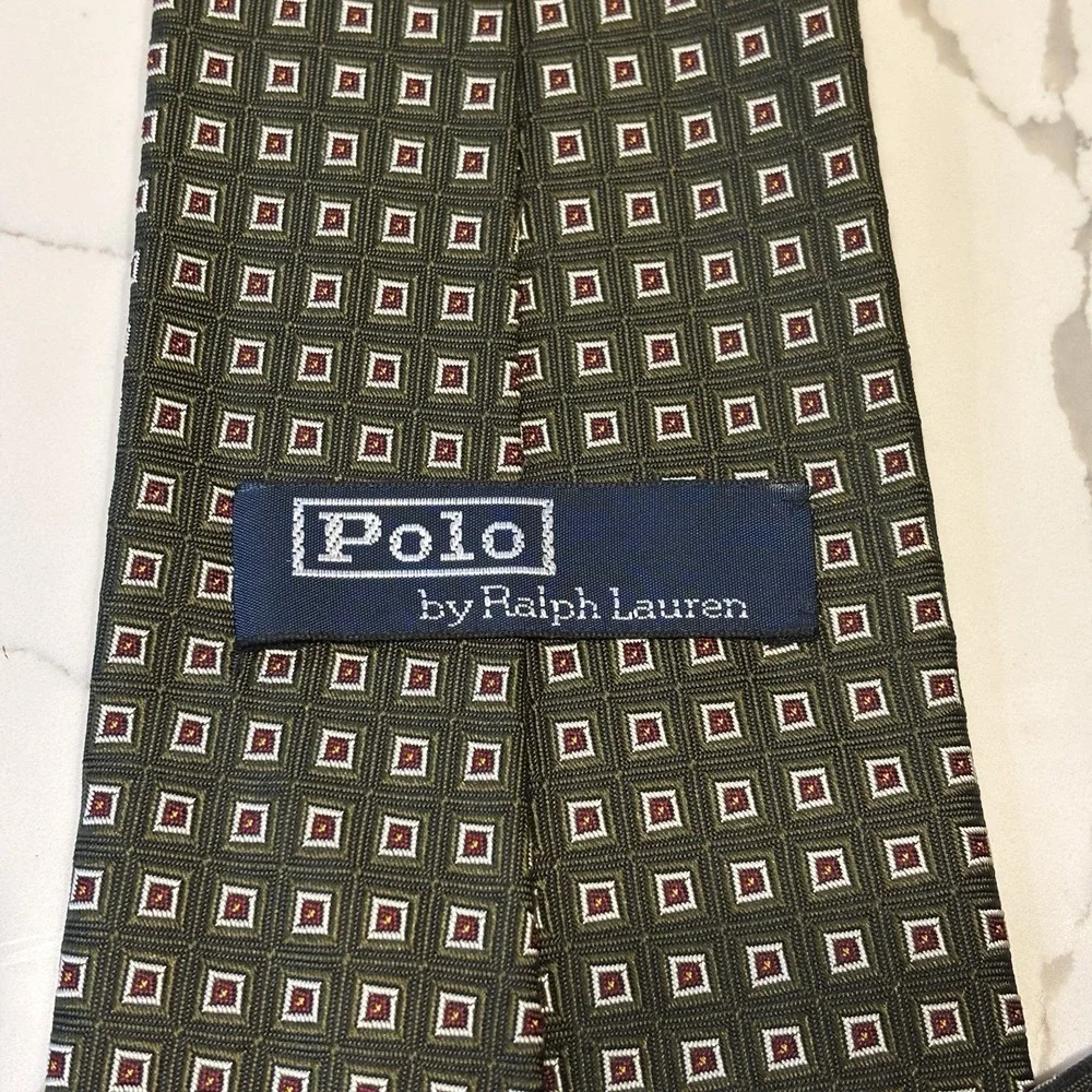 Vintage Polo Ralph Lauren Mens Neck Tie Neat Geometric Medallion Motif 90s USA